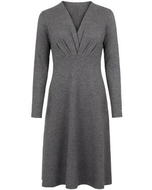 Conquista Long Sleeve Empire Line Dress - Gray