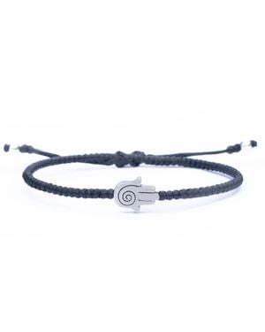 Harbour UK Bracelets Sterling & Rope Hamsa Bracelet - Brown