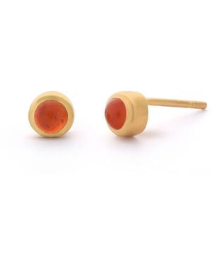 Nellou Jewellery Carnelian Mini Gem Dot July Birthstone Earrings Plated Sterling - Pink
