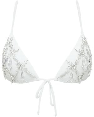 Oceanus Calliope Luxury Crystal Bikini Top - White