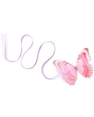 Oana Savu Neck Tie Silk Ribbon Accessory Butterfly Fairy Wings - Pink