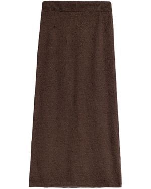 Nocturne Embellished Ribbed Knit Maxi Skirt - Brown