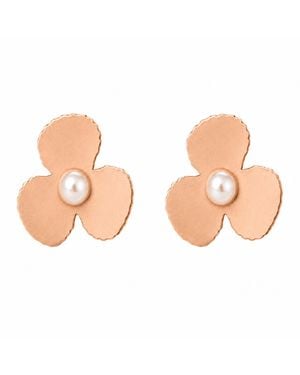 Silver Moon Rose Rose Vermeil Pearl Earrings – Trillium - Pink
