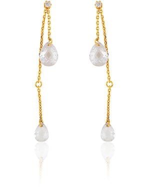 Esterah Cubic Zirconia Dangle Earrings - Metallic