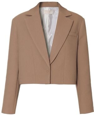 AGGI by HALEWSKI Neutrals Amanda Classic Short Single Breasted Blazer - Brown
