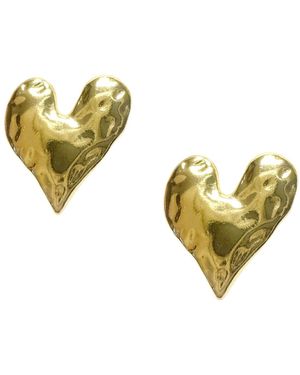 Maison De Gala Hammered Heart Stud Earrings - Yellow