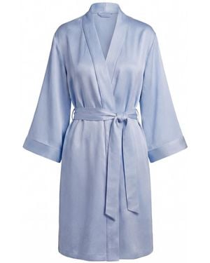 Vimissia Bubble Silk Short Robe - Blue