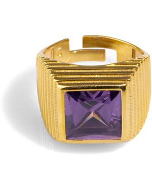 Ebru Jewelry Majestic Amethyst & Vermeil Chunky Signet Ring - Yellow