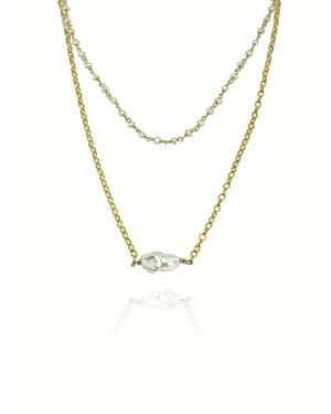 LINYA JEWELLERY Doby Double Chain Pearl Necklace - Metallic