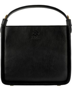 Time Resistance Leather Handbag - Black