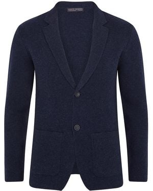 Paul James Knitwear Midweight Lambswool Benedict Knitted Blazer - Blue