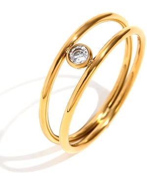 Olivia Le Hope Double Layer Rhinestone Minimalist Ring - Metallic