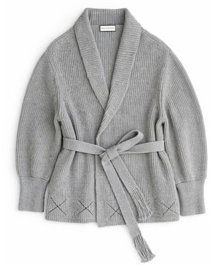 Ren Cordeza Hand Embroidered Knit Cardigan - Gray