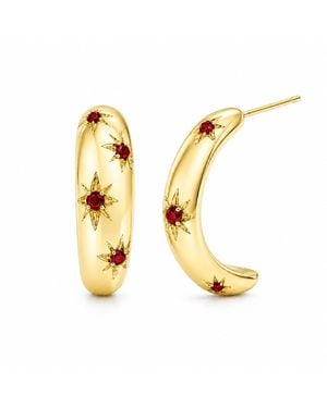 Unaloe Starburst Hoop Earrings – Plated Sterling - Metallic