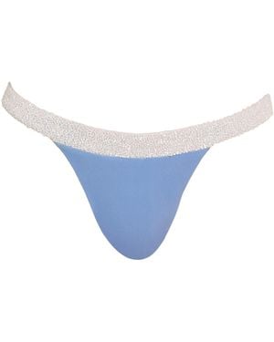 Self-Adore Zenya Hand-Beaded Embellished Bikini Bottom - Blue