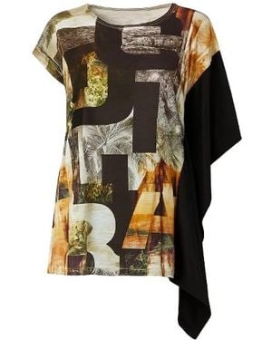 Conquista Asymmetric Print Tunic - Black
