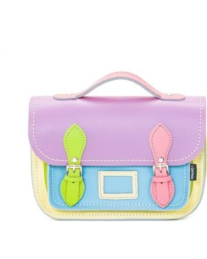 Zatchels Leather Midi Satchel Crossbody - Purple