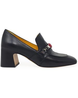 Madison Maison Leather Mid Heel Jewel Loafer - Blue