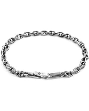 Anchor and Crew Halyard Single Sail Silver Chain Bracelet - Metallic
