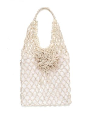 Andreeva Marigold Handmade Crochet Tote Bag - Natural