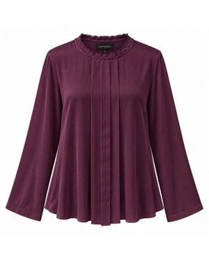 Smart and Joy Long-Sleeved Blouse With Pleats - Purple
