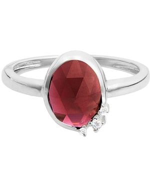 Zohreh Rhodolite Garnet, Moonstone & Sapphire Ring Sterling - Red