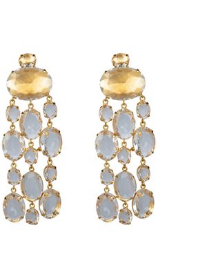 Bounkit Marysol Earrings Clear Quartz Clip On - Metallic