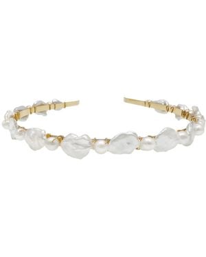 Farra Irregular Freshwater Pearls Handcrafted Hair Band - Metallic