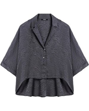 Nocturne Relaxed Short-Sleeve Textured Shirt - Blue