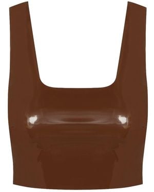 Commando Faux Patent Leather Crop Top, Cinnamon Flt110 - Brown