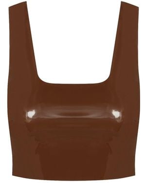Commando Faux Patent Leather Crop Top, Cinnamon Flt110 - Brown