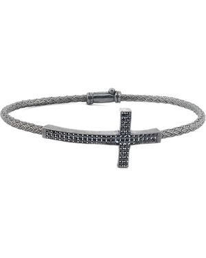 Ebru Jewelry Eternal Cross Diamond Sterling Bracelet - Metallic