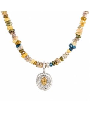 Zoe Alexandria Jewellery Rough Diamond Choker & Bubble Charm - Metallic
