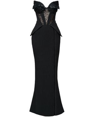 Angelika Jozefczyk Embellished Corset Evening Gown Glam Witch - Black