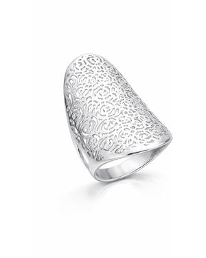 Gold & Honey Longline Floral Ring - White