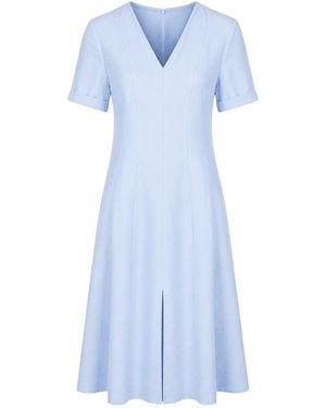 Oh!Zuza Echo Viscose Midi Dress Short Sleeve With Pockets - Blue