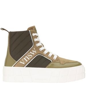 At Last Vanessa Wu Khaki Madeline Platform High Top Sneaker - Brown