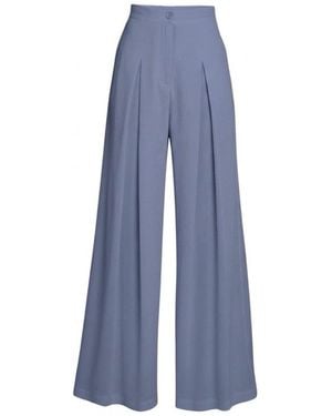 Imaatu Sande High-Waisted Linen-Blend Wide-Leg Trousers - Blue