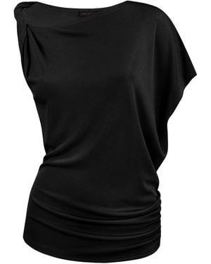 Me & Thee Loose Cannon Rib Twisted Shoulder Top - Black