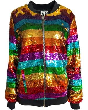 Any Old Iron Horizontal Bomber Sequin Jacket - Black
