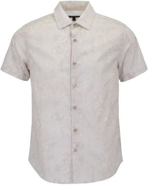 lords of harlech Neutrals Scott Paisley Explosion Ivory Printed Button Up Shirt - White