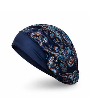 Oh!Zuza Neutrals Silk Satin Sleep Bonnet Paisley Print - Blue