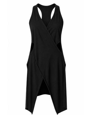 Yogi8Apparel Crossed V-Neck Cotton Lycra Top - Black