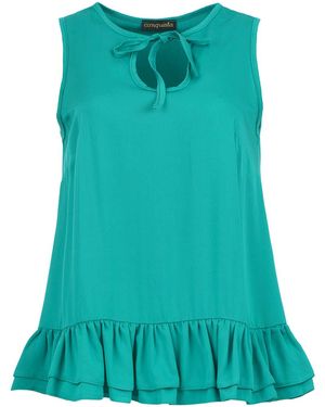 Conquista Emerald Breeze Ruffle Hem Top - Blue
