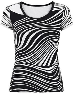 Conquista Round Neck Print Top - Black
