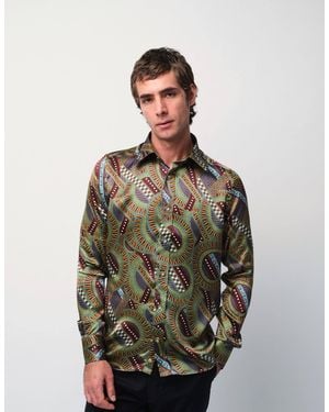 Gresham Blake Roulette Silk Shirt - Green