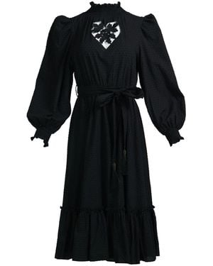 Kristinit Swiss Dot Heart Dress - Black