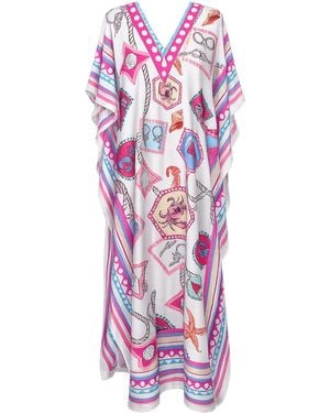 LOVEIST STORE Morrel Printed Silky Satin Kaftan - Purple