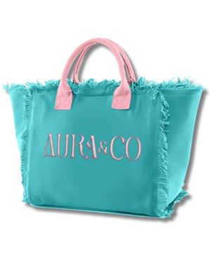Aura & Co Aura Embroidery Mini Beach Bag - Blue