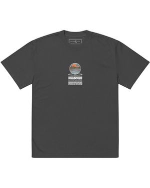 Anchor and Crew Faded Panoramic Peaks Explore Co. Oversized Cotton T-Shirt - Black